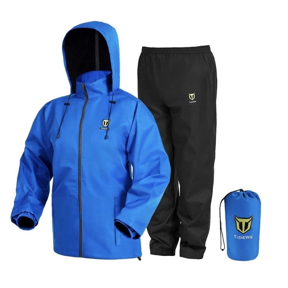 TideWe Rain Suit RS002 Blue Jacket Black Pants Waterproof Set Mens XXL NEW